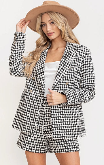 Elle Double Breasted Tweed Blazer